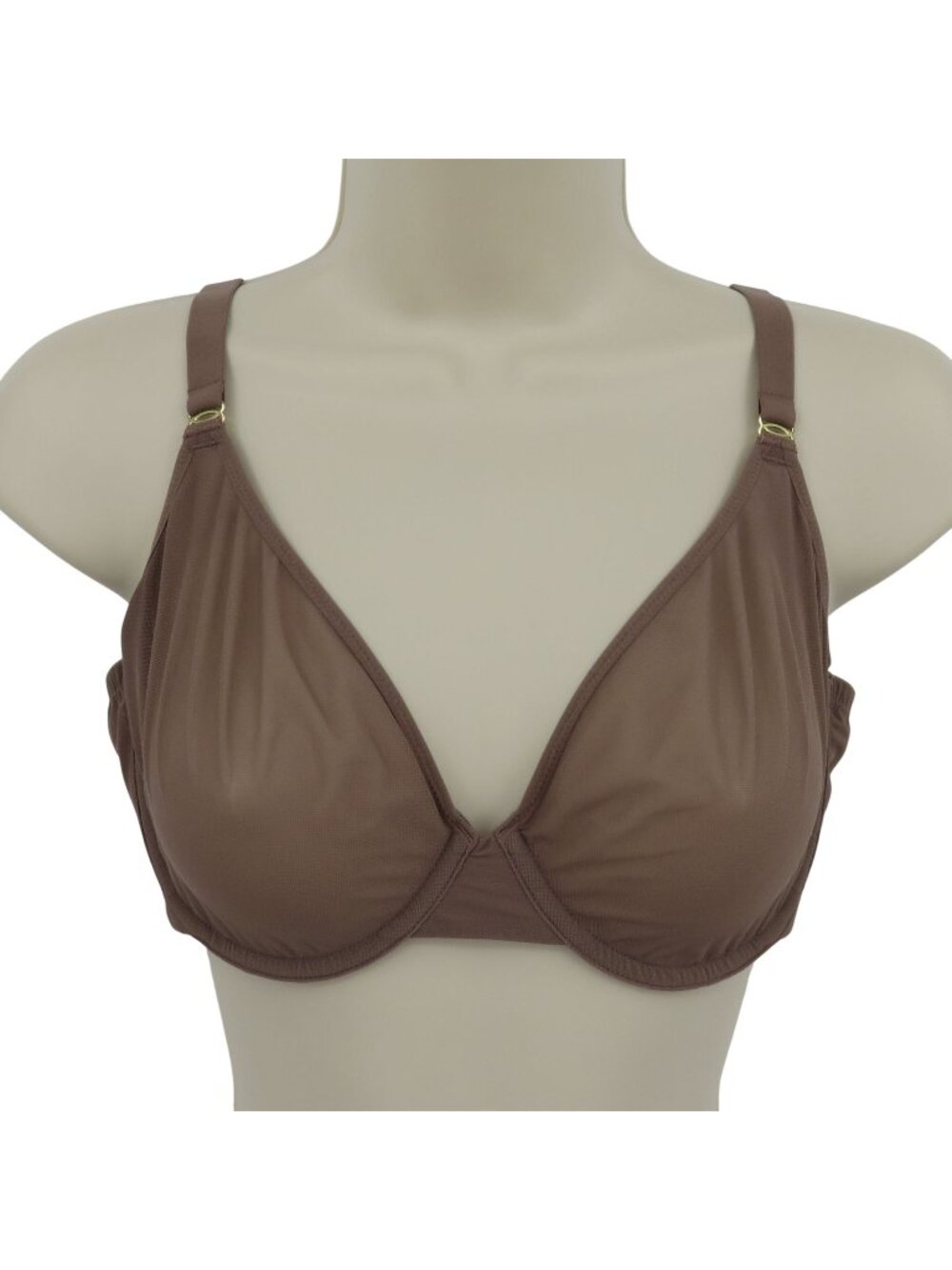 Inlyric 34E IB008 Cosnufy Mesh Scoop Bra Brown Purple Underwire Unlined Women